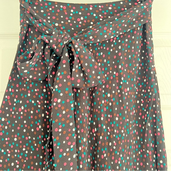 DIANE VON FURSTENBERG Confetti Dots Black Midi Skirt Tie Waist 2 - Picture 5 of 11